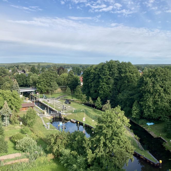 Luftaufnahme der Schleuse in Wendisch Rietz